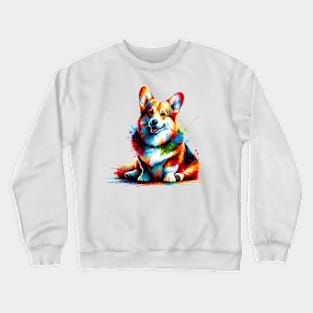 Pembroke Welsh Corgi in Colorful Splash Art Style Crewneck Sweatshirt